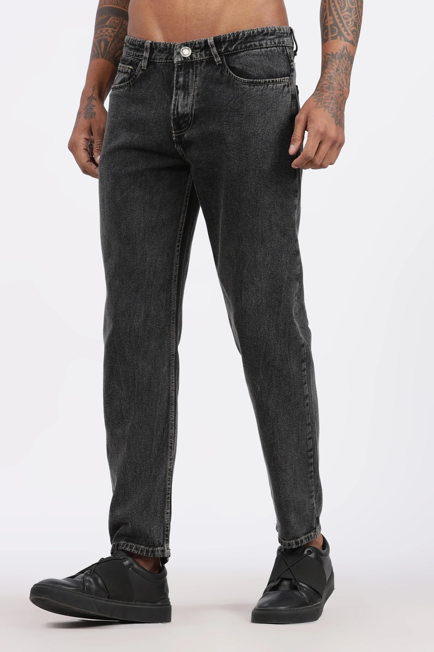 MENS MOM FIT - CHARCOLE BLACK DENIM JEANS - GR DENIMS