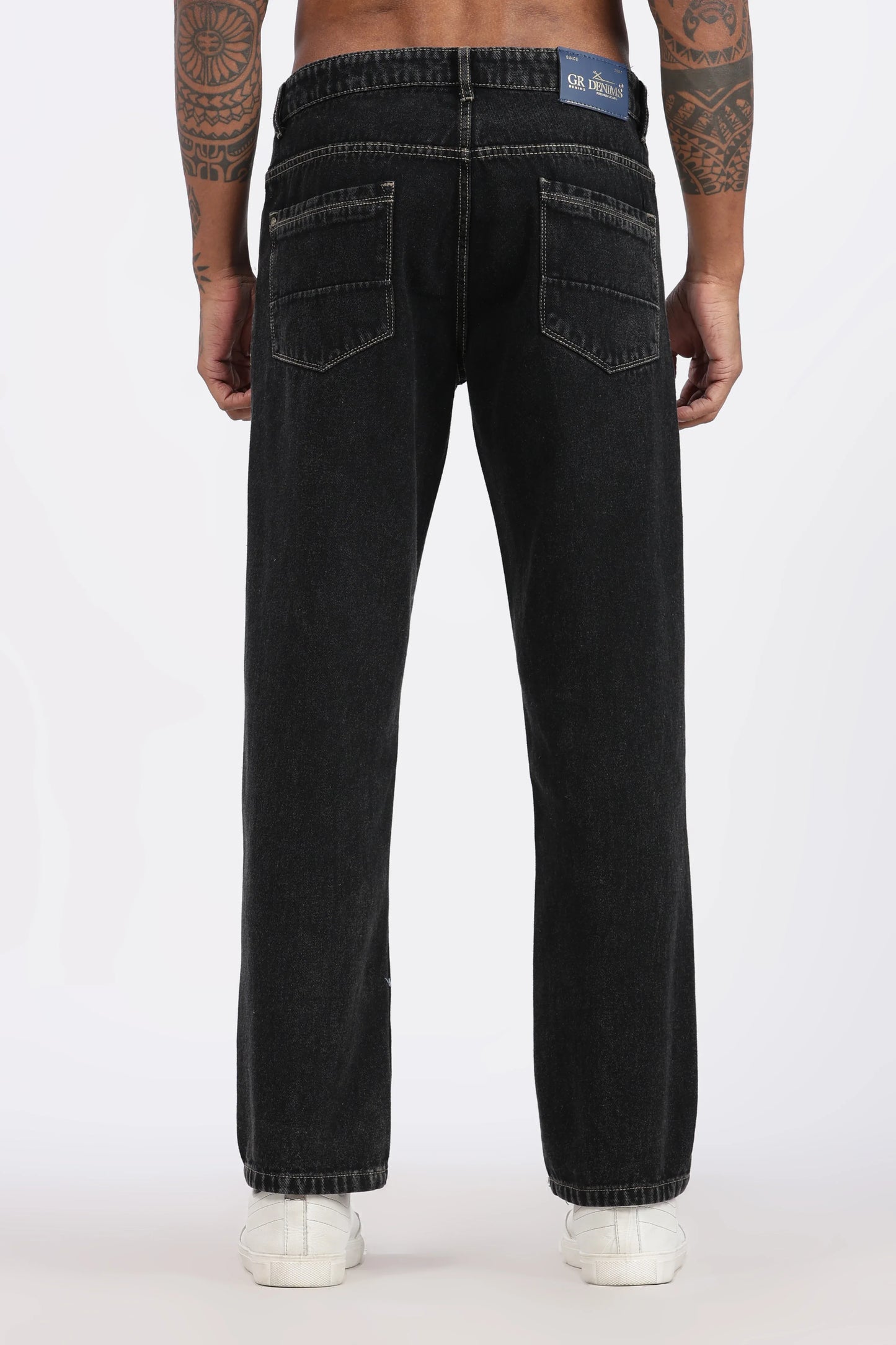 Men's Regular Fit Jeans - Charcoal Black - GR DENIMS