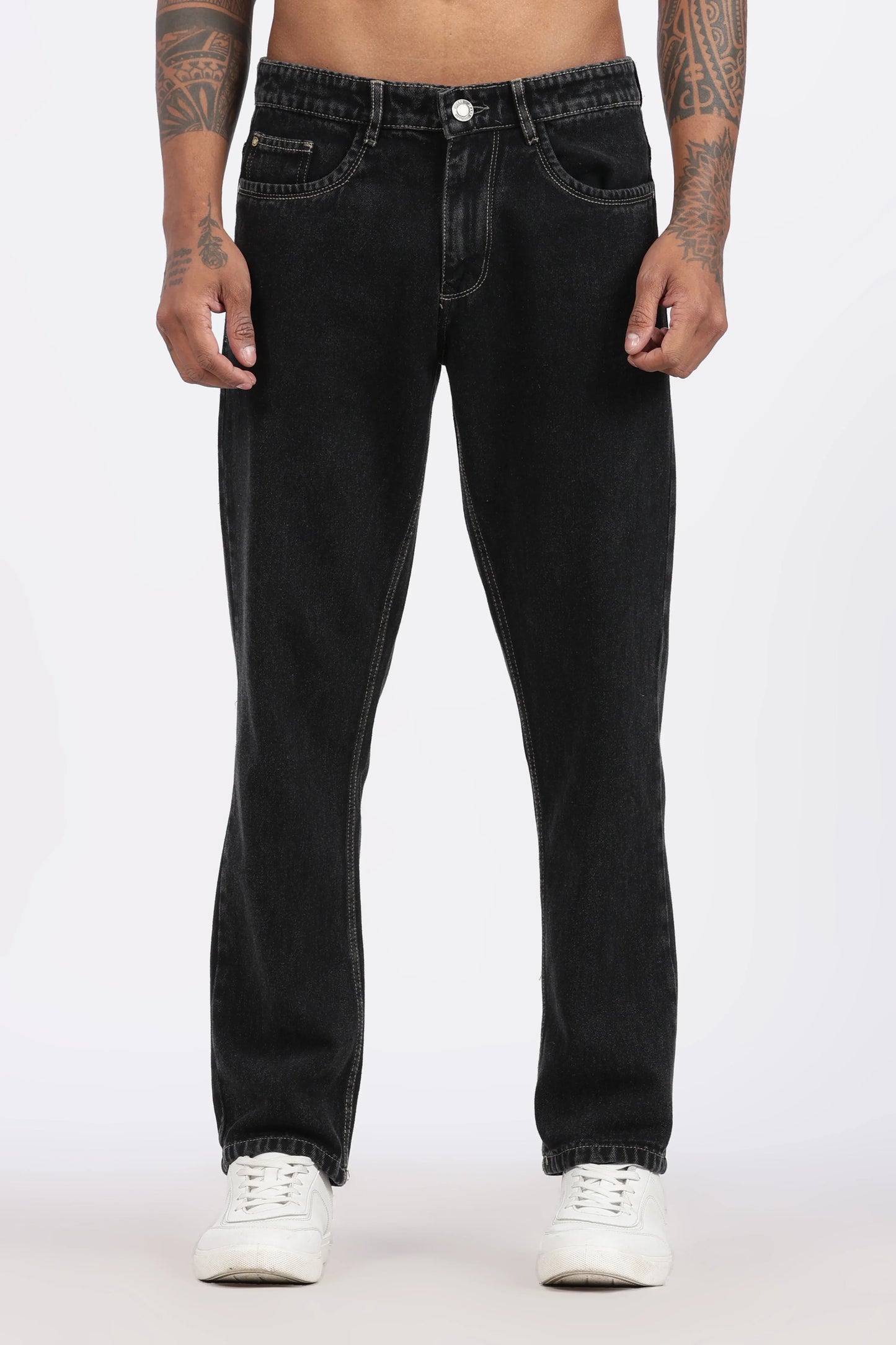 Men's Regular Fit Jeans - Charcoal Black - GR DENIMS