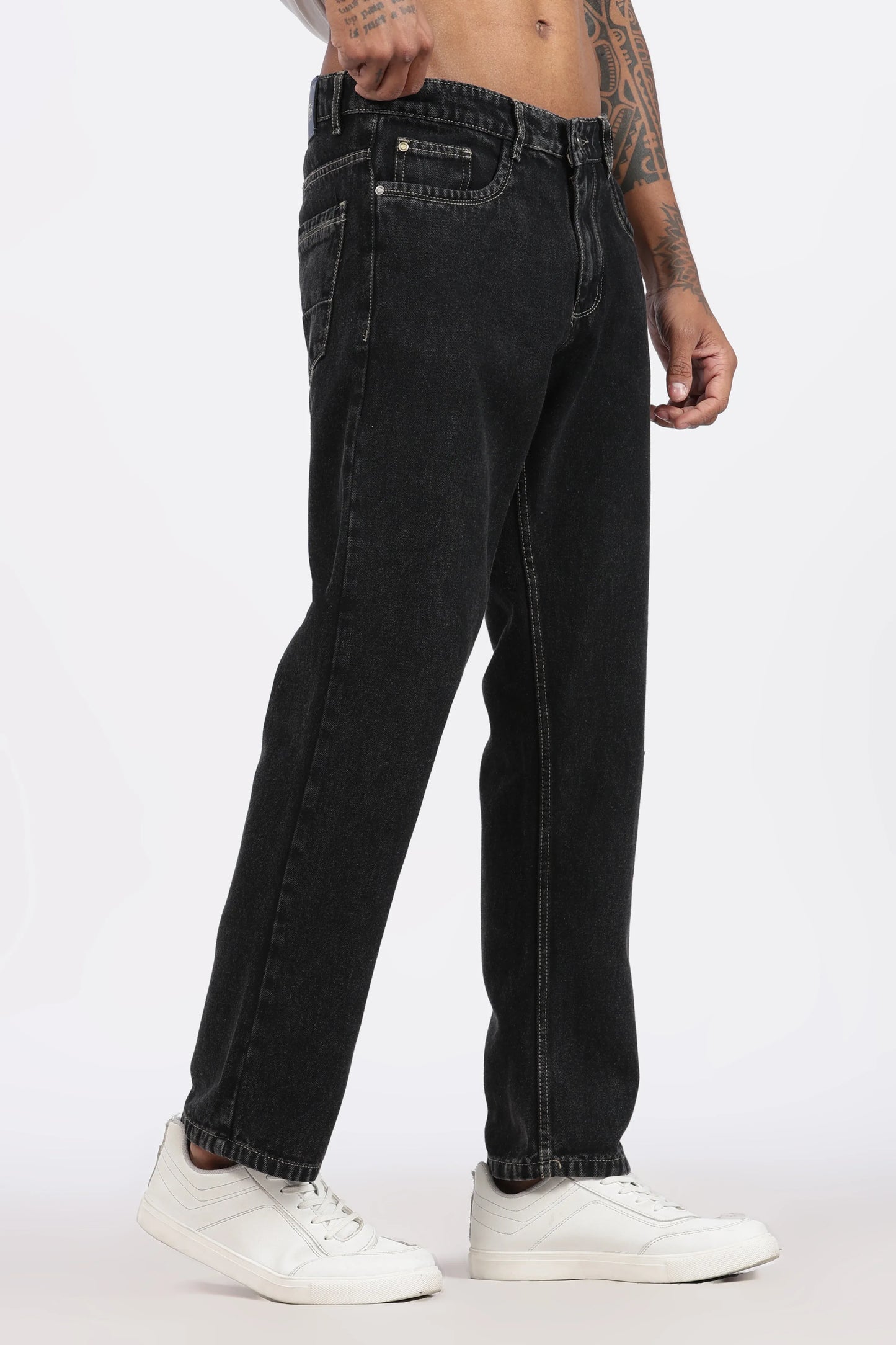 Men's Regular Fit Jeans - Charcoal Black - GR DENIMS