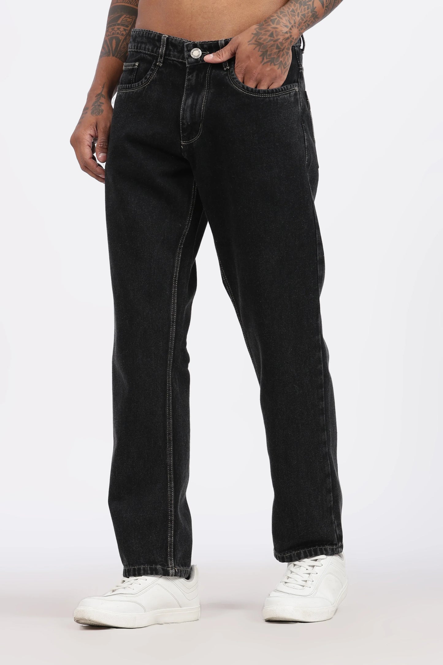 Men's Regular Fit Jeans - Charcoal Black - GR DENIMS
