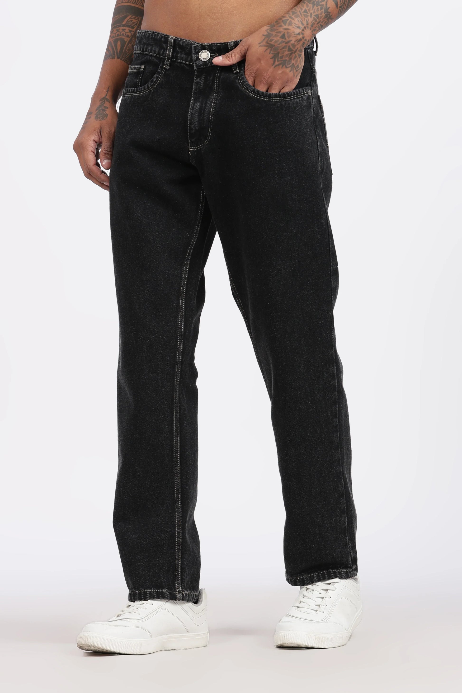 Men's Regular Fit Jeans - Charcoal Black - GR DENIMS