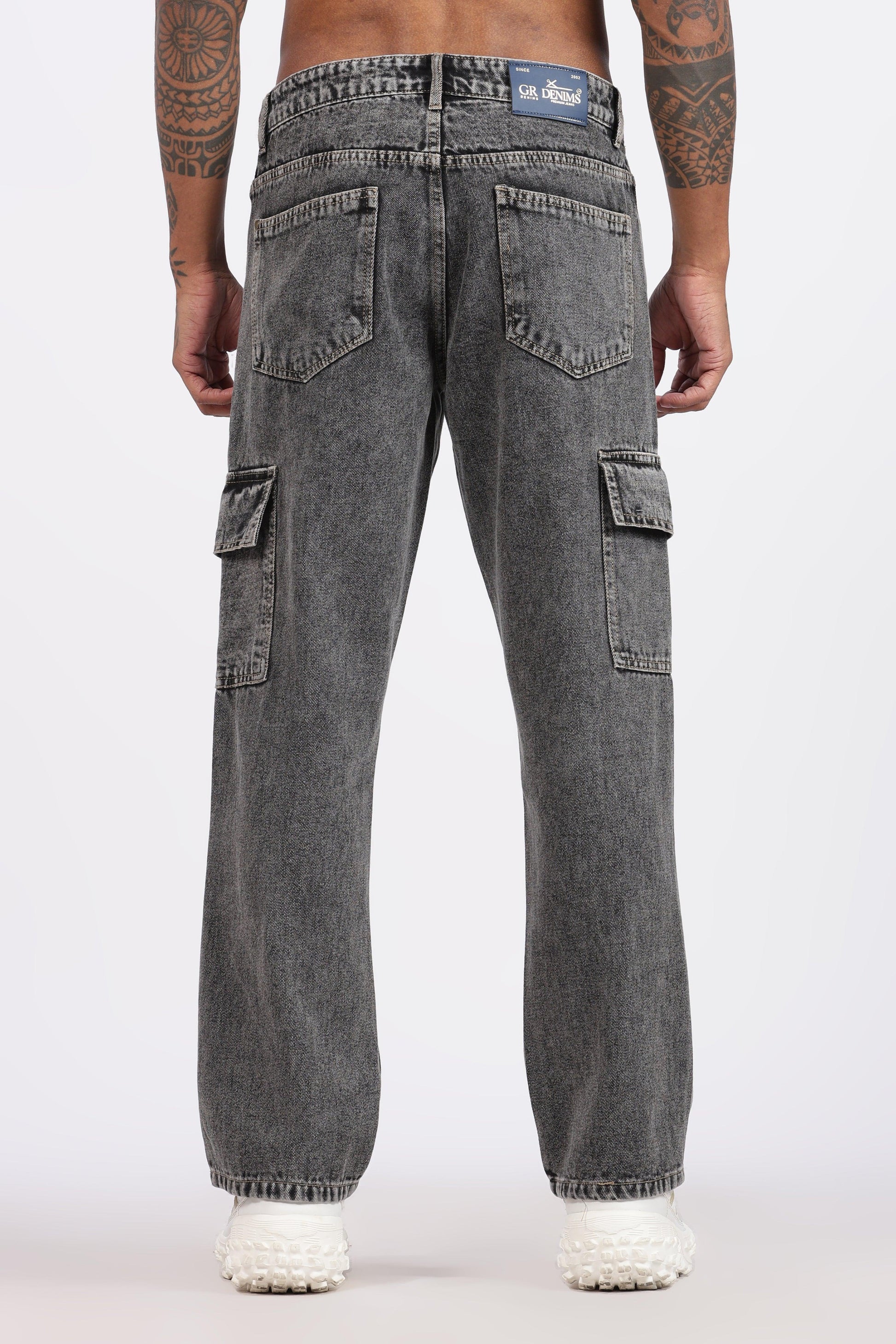 MEN'S 7 POCKET CARGO - CHARCOAL BLACK - GR DENIMS