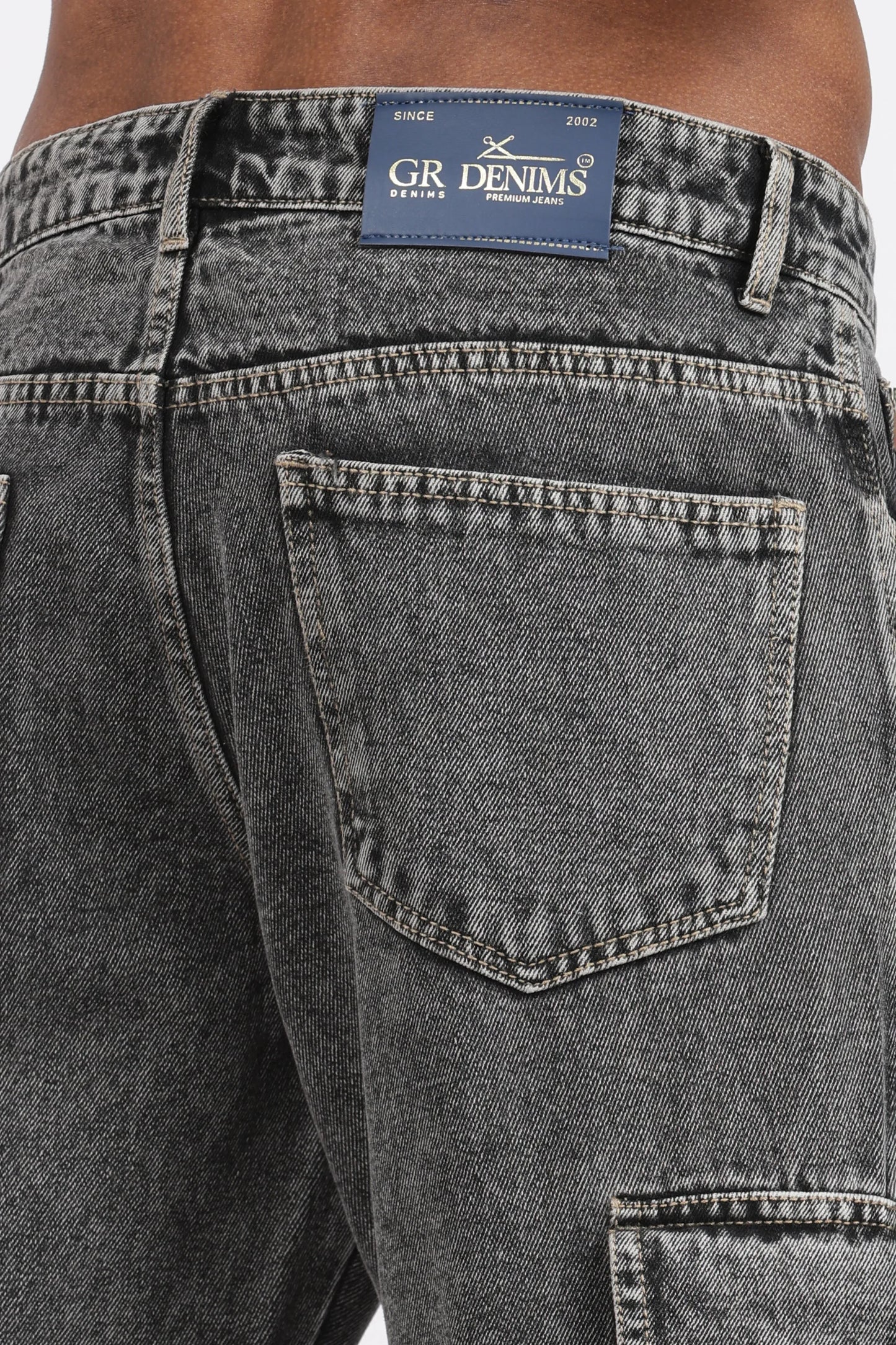 MEN'S 7 POCKET CARGO - CHARCOAL BLACK - GR DENIMS