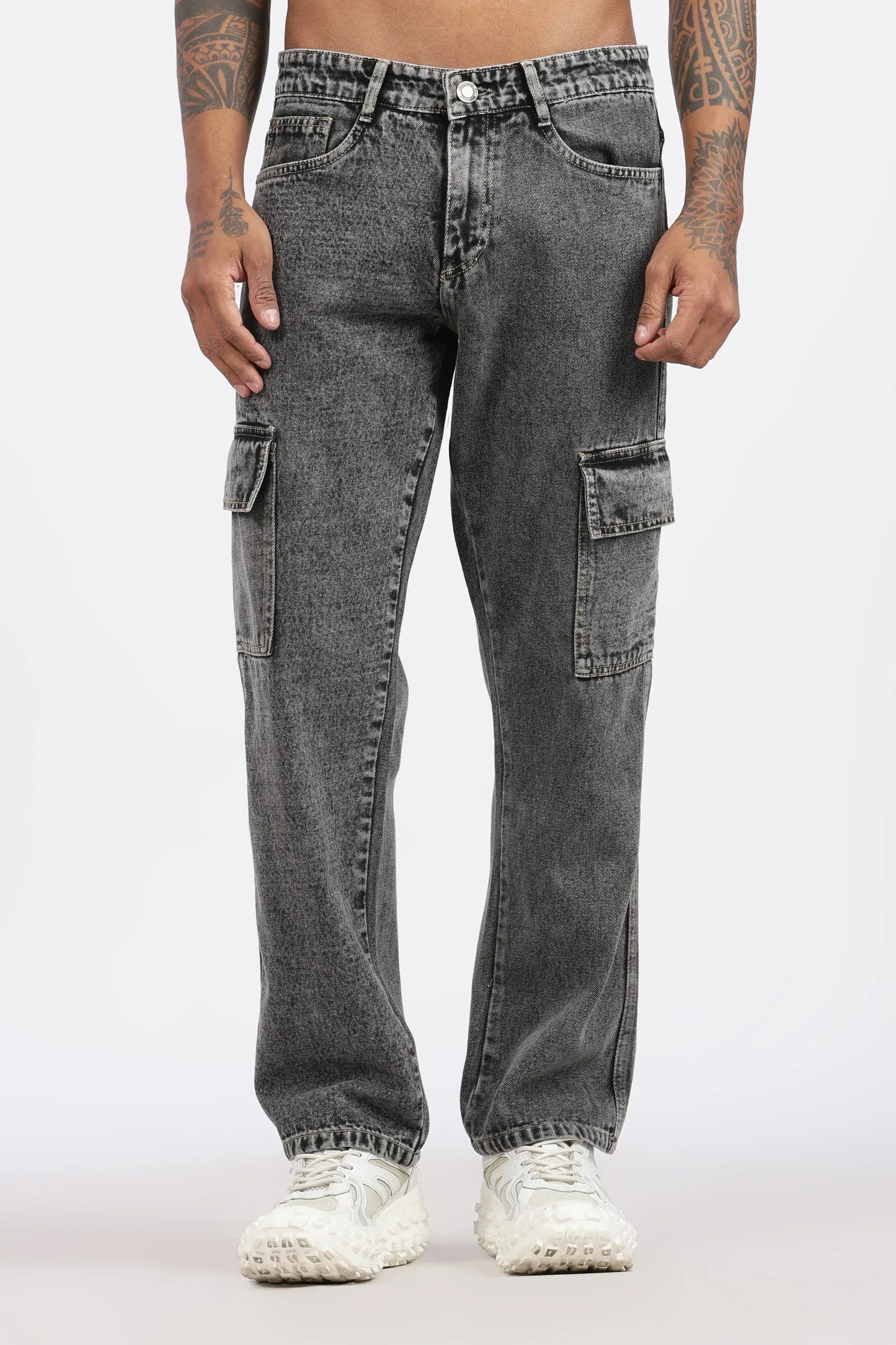 MEN'S 7 POCKET CARGO - CHARCOAL BLACK - GR DENIMS