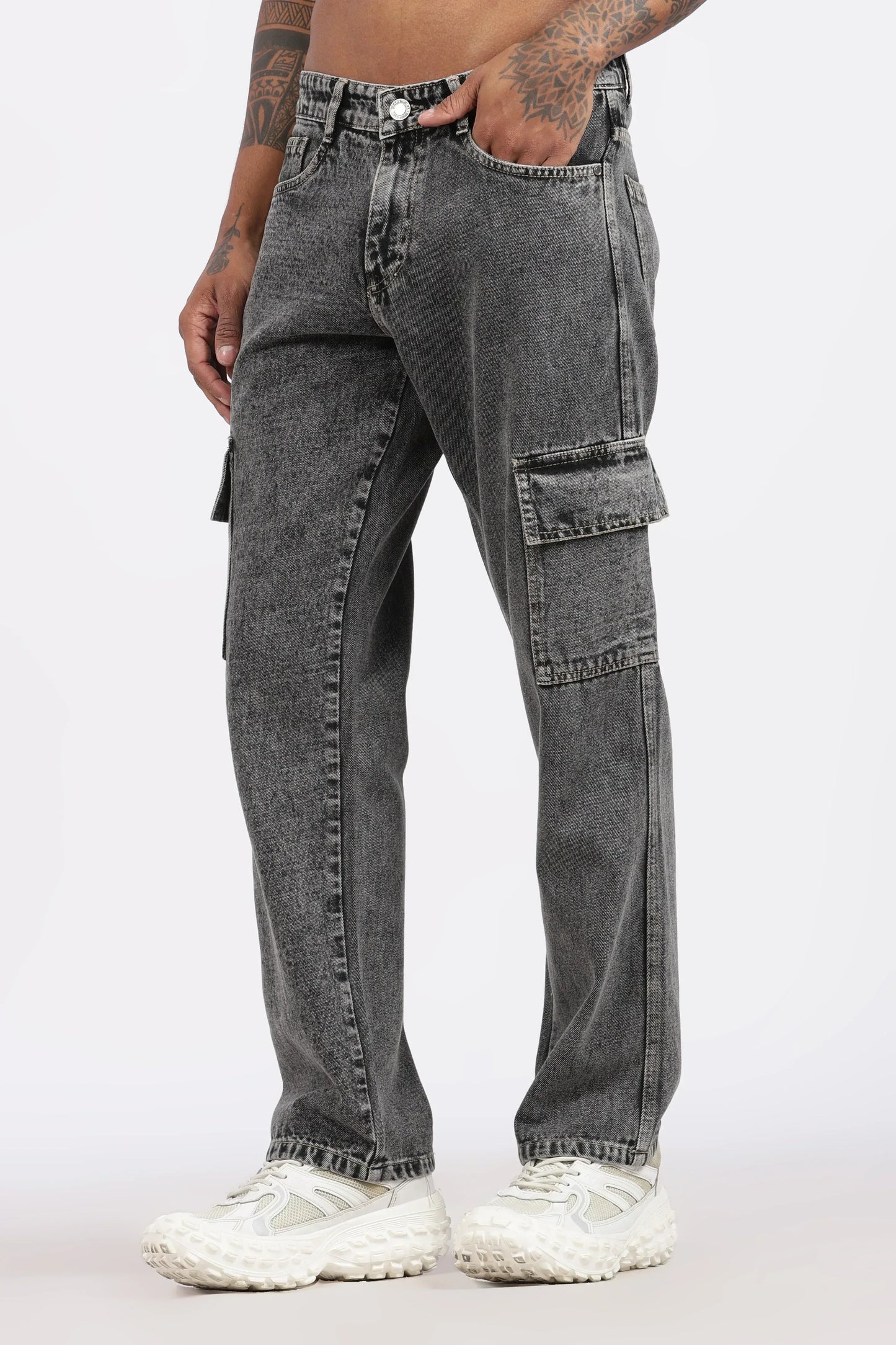 MEN'S 7 POCKET CARGO - CHARCOAL BLACK - GR DENIMS