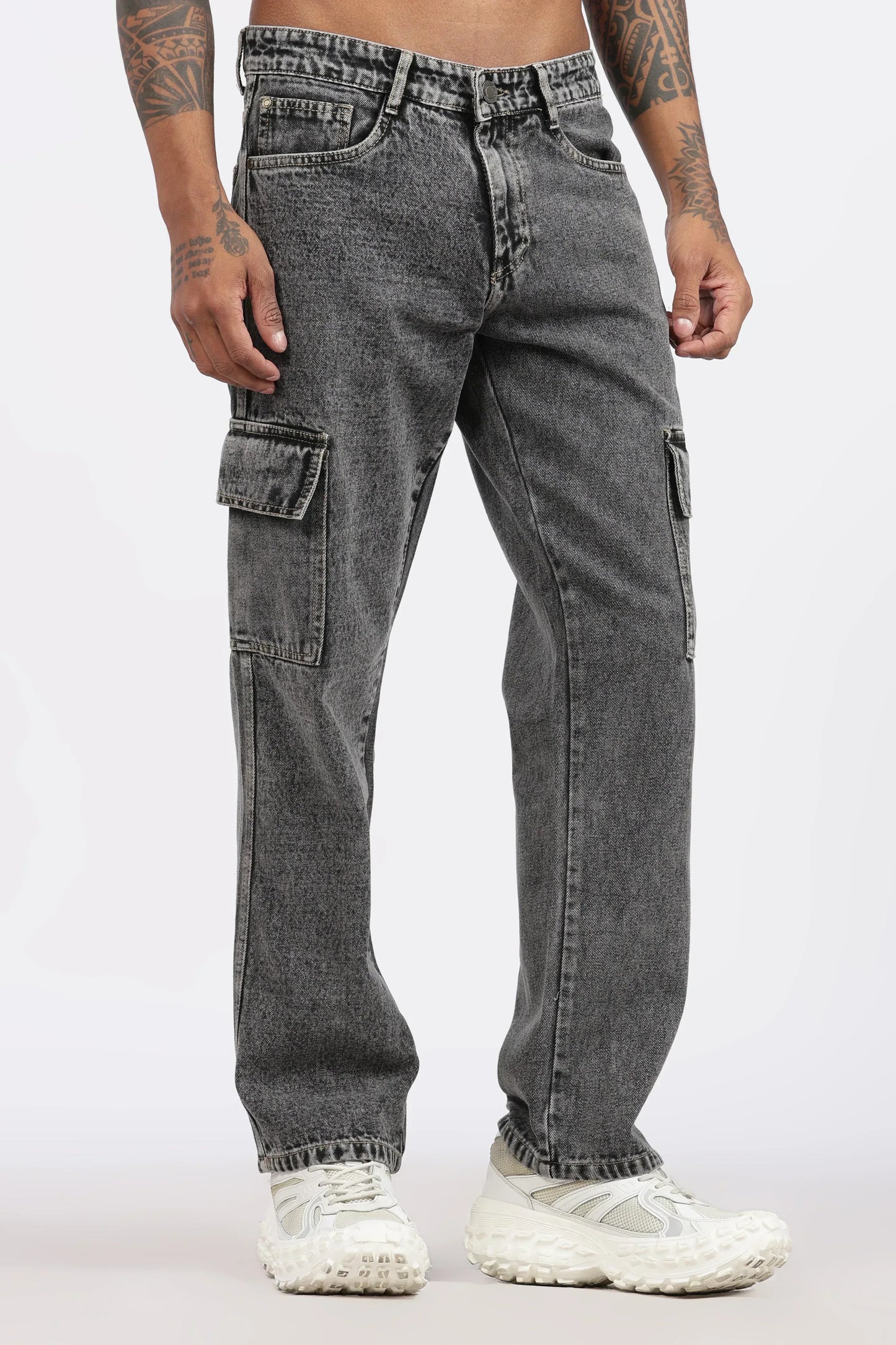MEN'S 7 POCKET CARGO - CHARCOAL BLACK - GR DENIMS