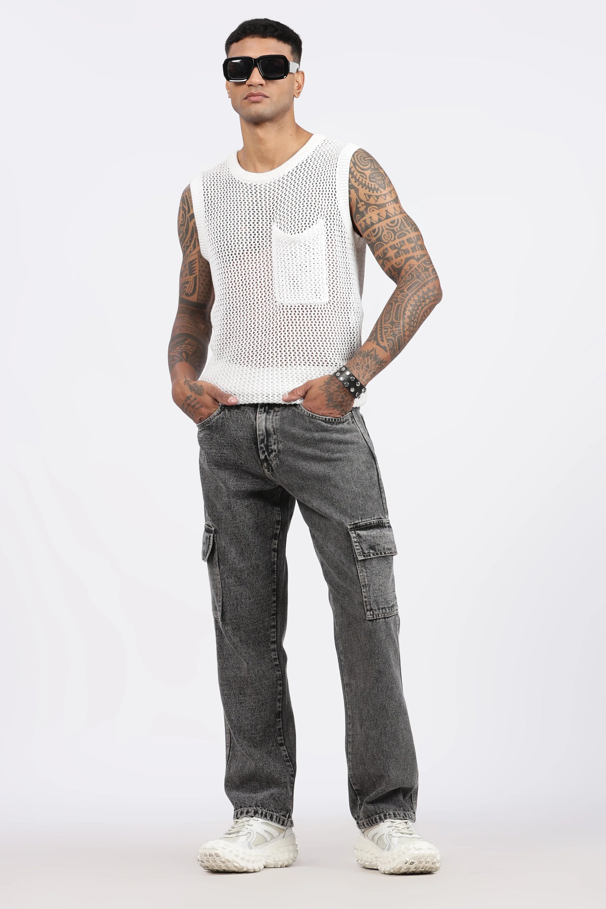 MEN'S 7 POCKET CARGO - CHARCOAL BLACK - GR DENIMS