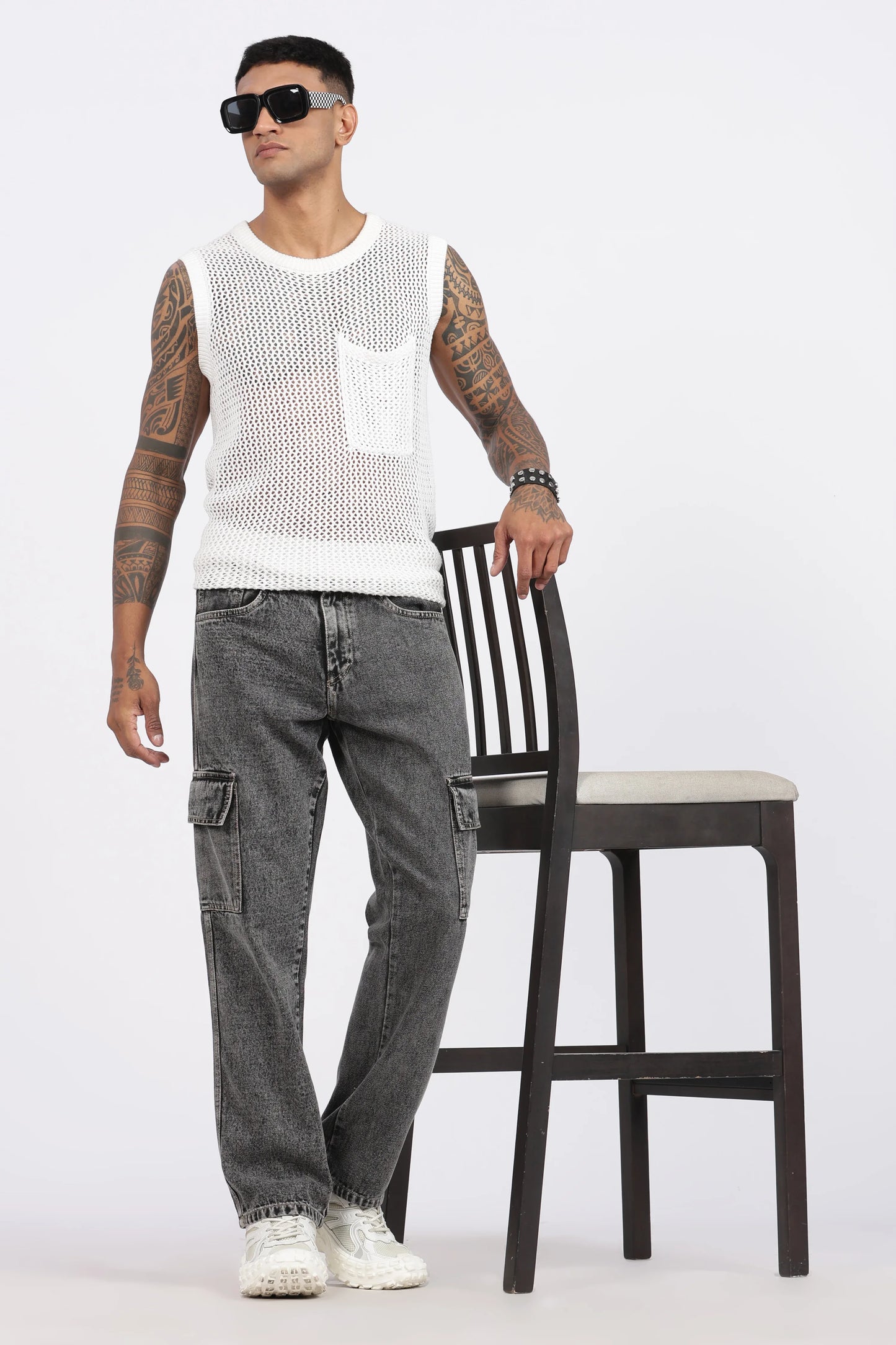 MEN'S 7 POCKET CARGO - CHARCOAL BLACK - GR DENIMS